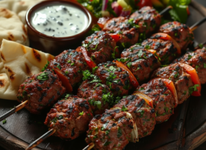 Délicieuse viande hachée assaisonnée et grillée, servie chaude avec un goût authentique et savoureux.